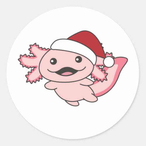 Axolotl Merry Christmas Winter Axolotl Classic Round Sticker