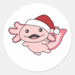Axolotl Merry Christmas Winter Axolotl Classic Round Sticker
