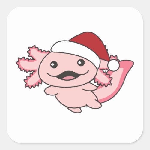 Axolotl Merry Christmas Winter Axolotl Square Sticker
