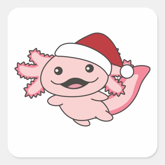 Axolotl Merry Christmas Winter Axolotl Square Sticker (Front)