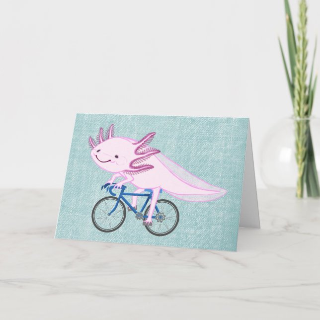 Axolotl On a Bicycle Invitation (Front)