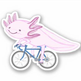 Axolotl On a Bicycle Sticker