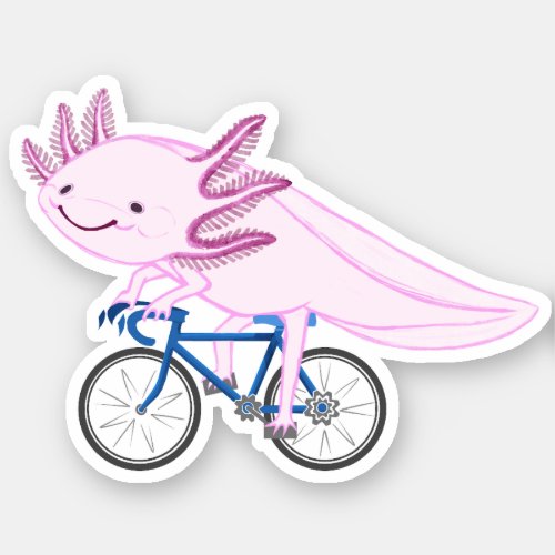 Axolotl On a Bicycle Sticker