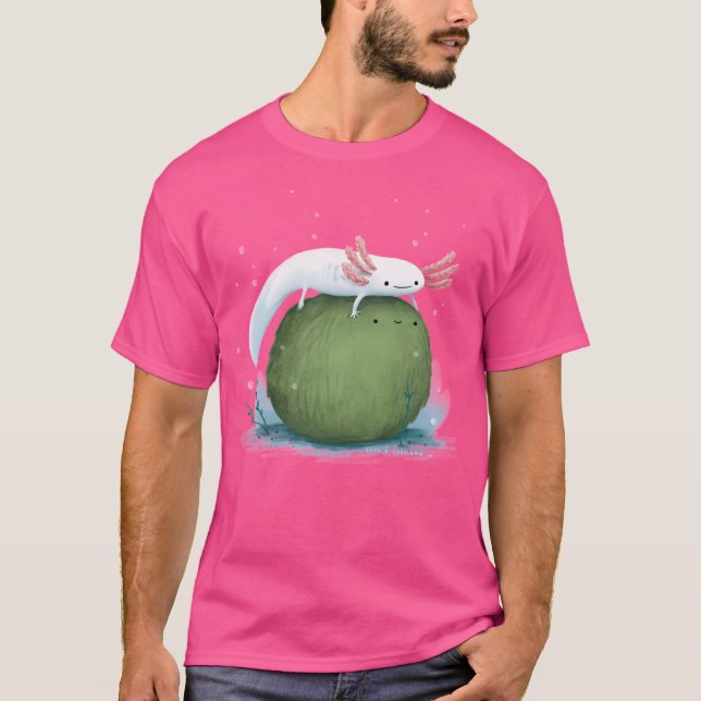 Axolotl On A Mossball T-Shirt (Front)