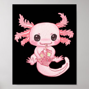 Axolotl Pastel Goth Strawberry Milk Shake Anime Ae Poster