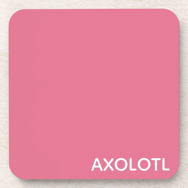 Axolotl pink color name beverage coaster (Front)