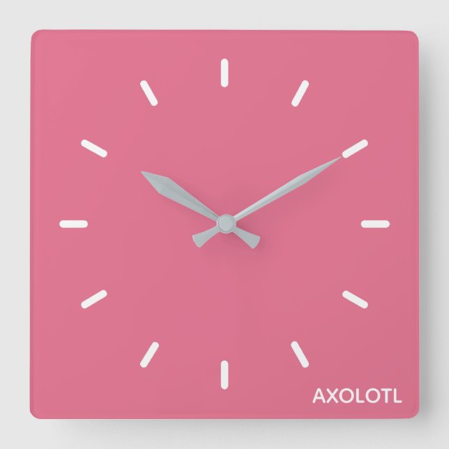 Axolotl pink color square wall clock (Front)