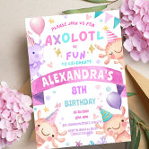 Axolotl Pink Girl Party Alotl Fun Birthday Party Invitation