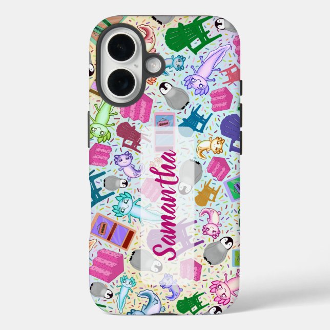 Axolotl Pink Stairs Apple iPhone 16 Case Tough (Back)