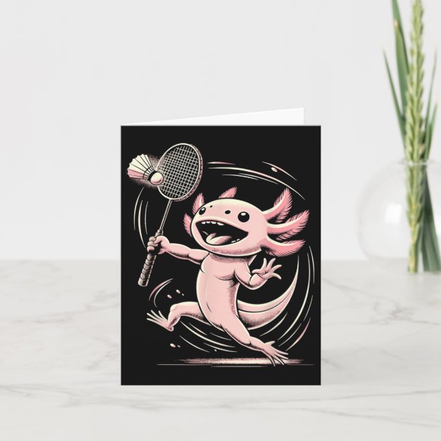 Axolotl Playing Badminton Player Shuttle Sport  Card (Front)