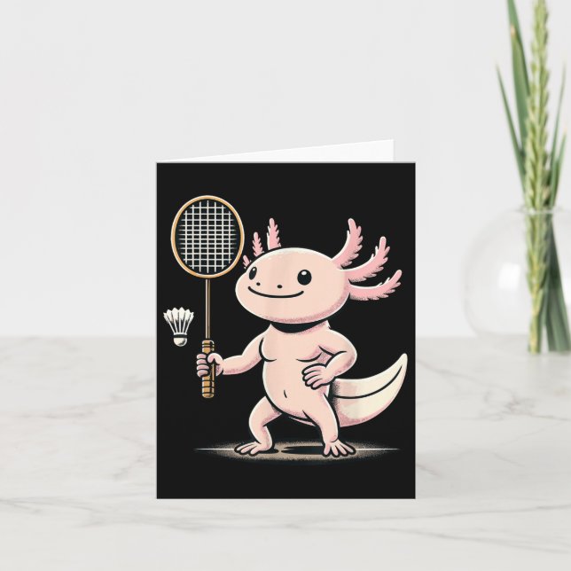 Axolotl Playing Badminton Player Shuttle Sport  Card (Front)