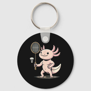Axolotl Playing Badminton Player Shuttle Sport Keychain