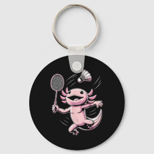 Axolotl Playing Badminton Player Shuttle Sport Keychain
