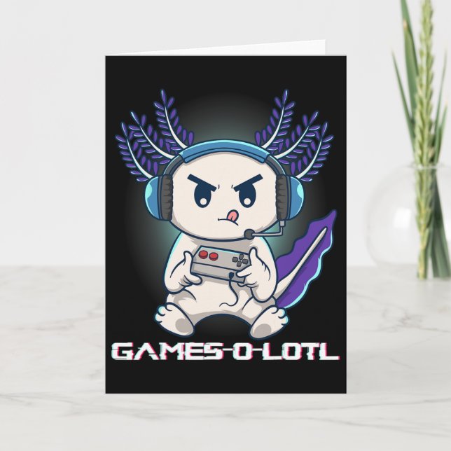Axolotl Playing Console Video Games Gamesolotl Gam Card (Front)