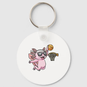 Axolotl Playing Sketll Player Sports Kids Keychain