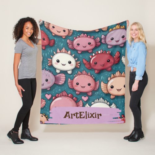 Axolotl Print Unique Print Fleece Blanket