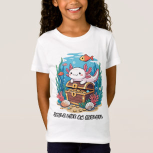 Axolotl proudly sitting atop a treasure chest T-Shirt