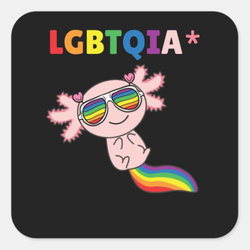 Axolotl _ Rainbow Flag LGBT Pride Square Sticker