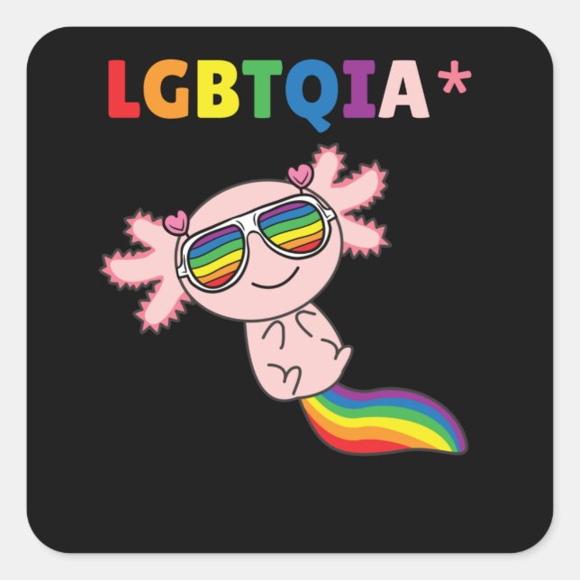 Axolotl - Rainbow Flag LGBT Pride Square Sticker (Front)