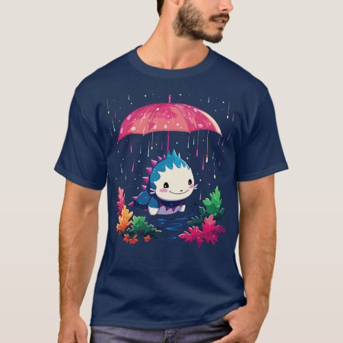 Axolotl Rainy Day With Umbrella T_Shirt
