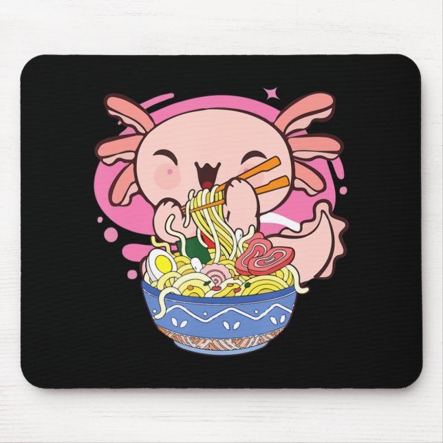 Axolotl Ramen Kawaii Japanese Anime Noodle Gift Ki Mouse Pad (Front)