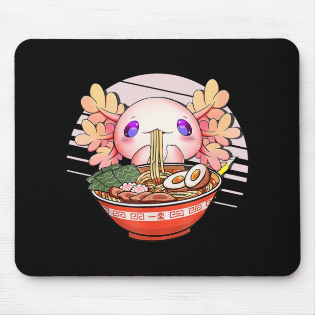 Axolotl Ramen Noodles Japanese Kawaii Anime Otaku  Mouse Pad (Front)