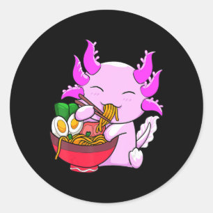 Axolotl Ramen Noodles Japanese Otaku Kawaii Anime Classic Round Sticker