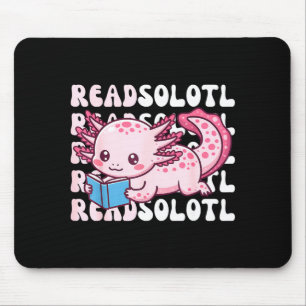 Axolotl read book kawaii reading books for men mouse pad