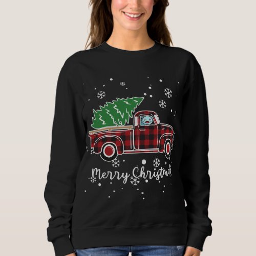 Axolotl Red Truck Buffalo Christmas Pajamas Sweatshirt