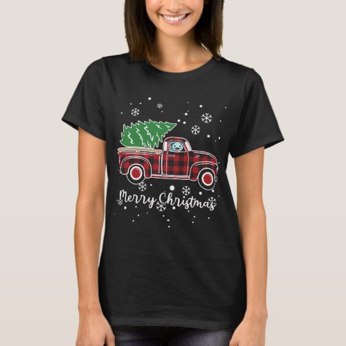 Axolotl Red Truck Buffalo Christmas Pajamas T_Shirt