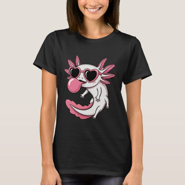 Axolotl Reptile Funny Blowing Bubble T-Shirt (Front)