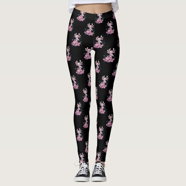 Axolotl Riding Blobfish Leggings (Front)