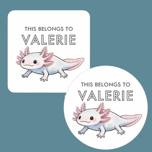 Axolotl Salamander Cute Personalized Belongs To Classic Round Sticker