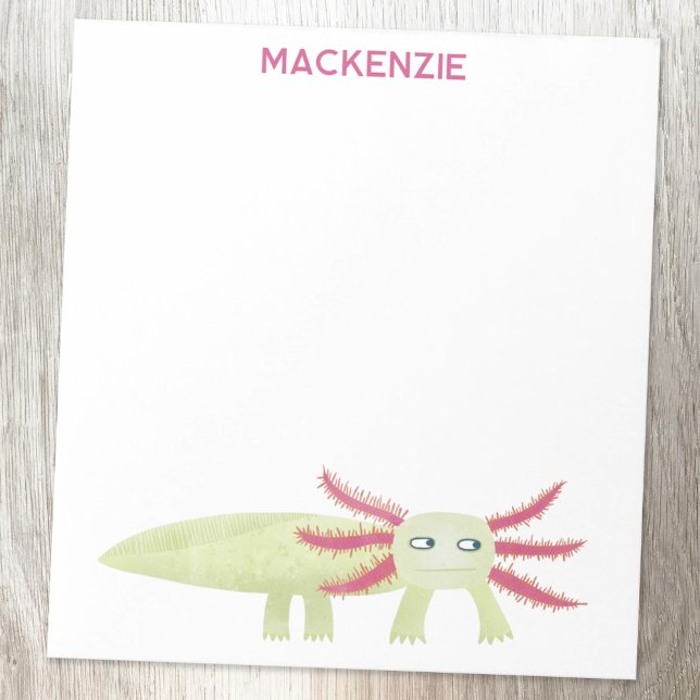 Axolotl Salamander Fun Personalized Custom Name Notepad (Fun Axolotl salamander personalized custom name notepad for amphibian and animal lovers)