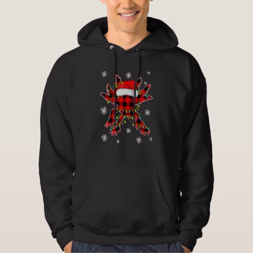 Axolotl Santa Hat Christmas Buffalo Plaid Red Fami Hoodie