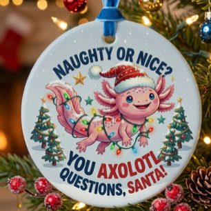 Axolotl Santa Ornament - You Axolotl Questions Fun