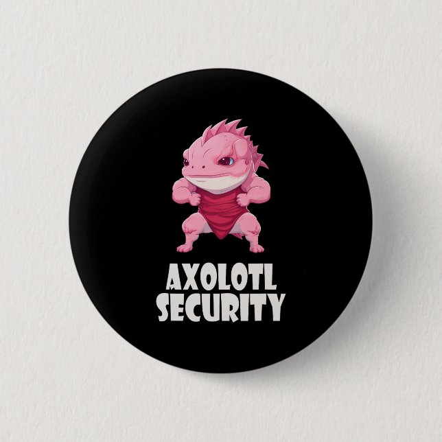 Axolotl Security Funny Muscles Axolotl Cute Hallow Button (Front)