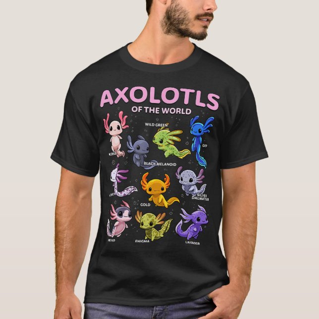 Axolotl Shirt Kawaii Axolotls Of The World (Front)