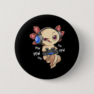 Axolotl Shirt Kids Boys Gamers - Kawaii Video Game Button