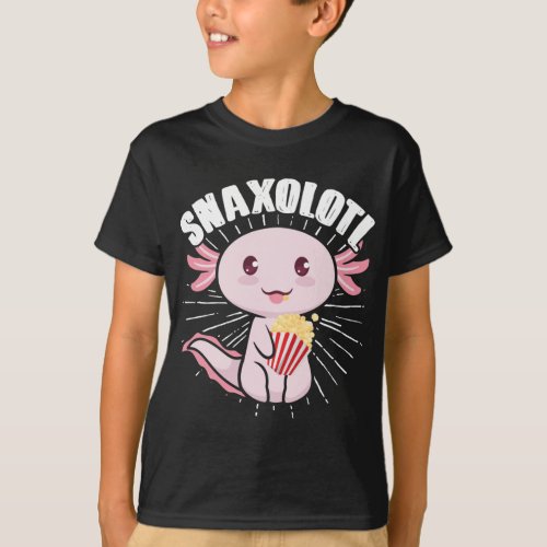 Axolotl Snack Monster Snaxolotl Kawaii T_Shirt