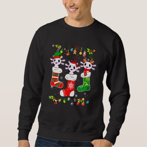 Axolotl Socks Christmas Light  Family Pajamas Xmas Sweatshirt