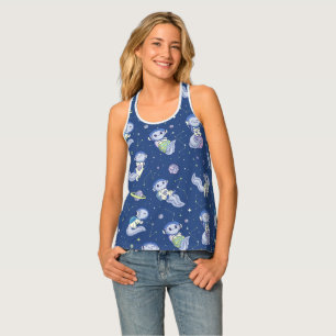 Axolotl Spaceman Pattern Tank Top
