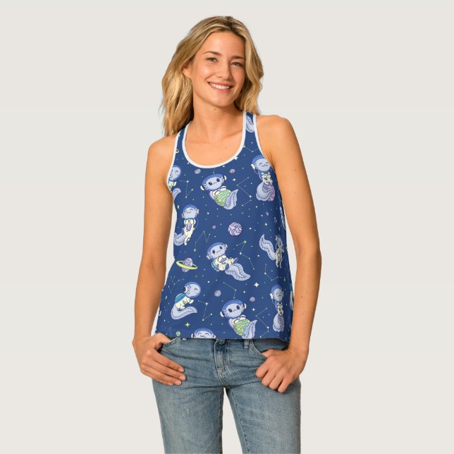 Axolotl Spaceman Pattern  Tank Top (Front Full)