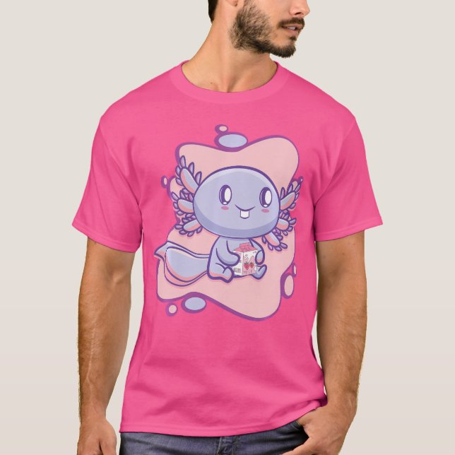 Axolotl Strawberry Milk Ambystoma Mexicanum Walkin T-Shirt (Front)