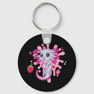 Axolotl Strawberry Milk Cute Kawaii Anime Gift Gir Keychain