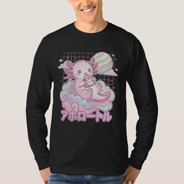 Axolotl Strawberry Milk Kawaii Aesthetic Cottageco T-Shirt (Front)