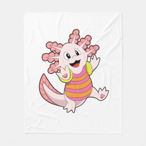 Axolotl Swimming Fleece Blanket
