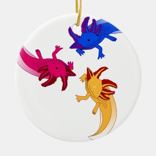 Axolotl Trio Ceramic Ornament