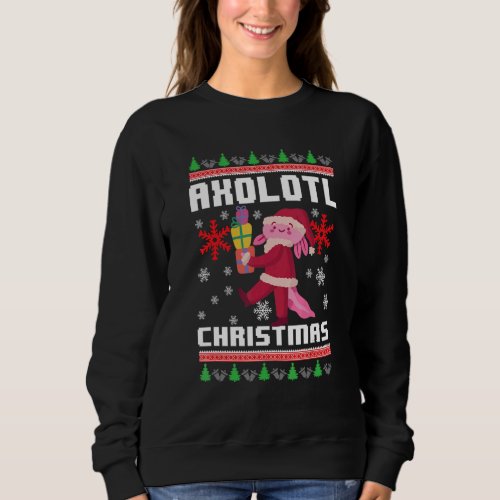 Axolotl Ugly Sweater Christmas Snowflakes Santa Fu