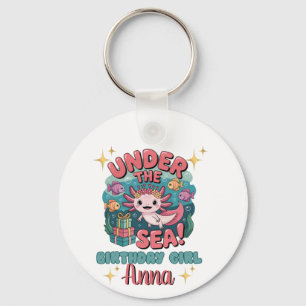 Axolotl Under the Sea Birthday Girl Cute Ocean Keychain